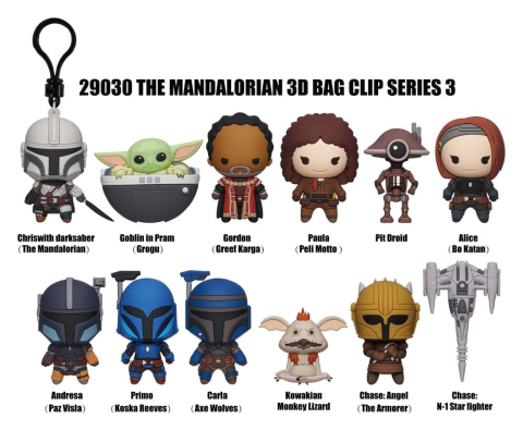 Fashion & Accessories - Star Wars The Mandalorian 3D PVC Bag Clips Series 3 Blind Bag Display (24)
