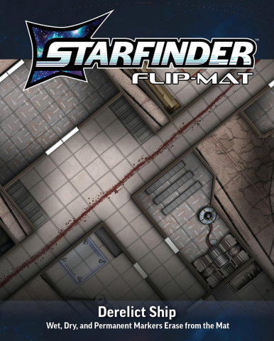 Pathfinder si Starfinder RPG - Starfinder Flip-Mat: Derelict Starships – Harta spatiala pentru RPG sci-fi