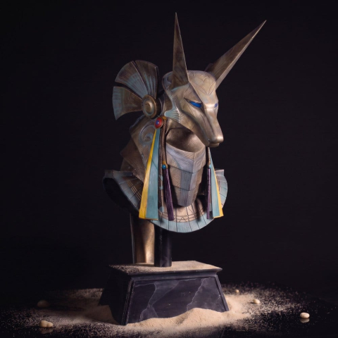 PRECOMENZI - Stargate Desktop Replica Helmet Replica Jackal Guard Helmet Anubis 15 cm
