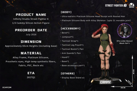 PRECOMENZI - Street Fighter 6 Silicone Action Figure 1/3 Cammy 65 cm