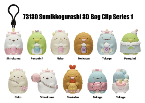 PRECOMENZI - Sumikko Gurashi 3D PVC Bag Clips Series 1 Blind Bag Display (24)