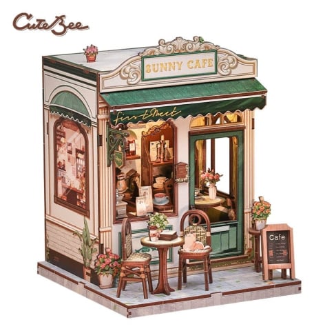 Book Nooks - Sunny Cafe - DIY Miniature House Kit cu LED