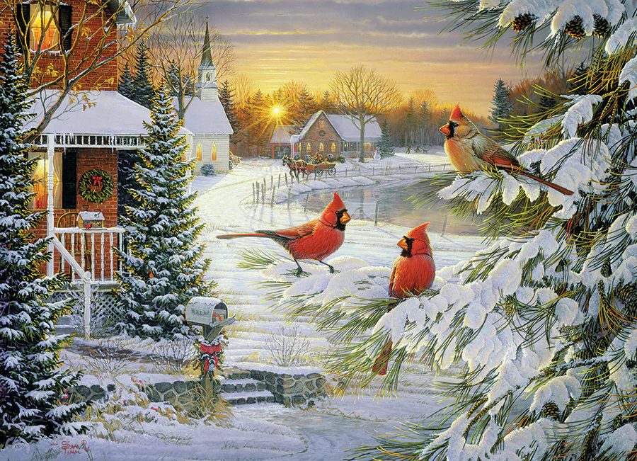 Sunset Cardinals – Puzzle 1000 piese [1]
