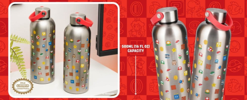 Casa si Cadouri - Super Mario Metal Water Bottle with Carry Loop
