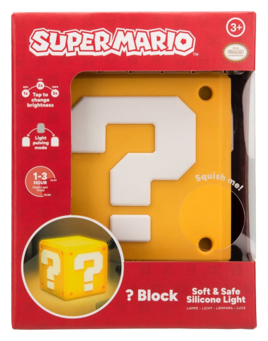 Casa si Cadouri - Super Mario SquishyGlo Silicon Light Question Block Rechargeable 13 cm