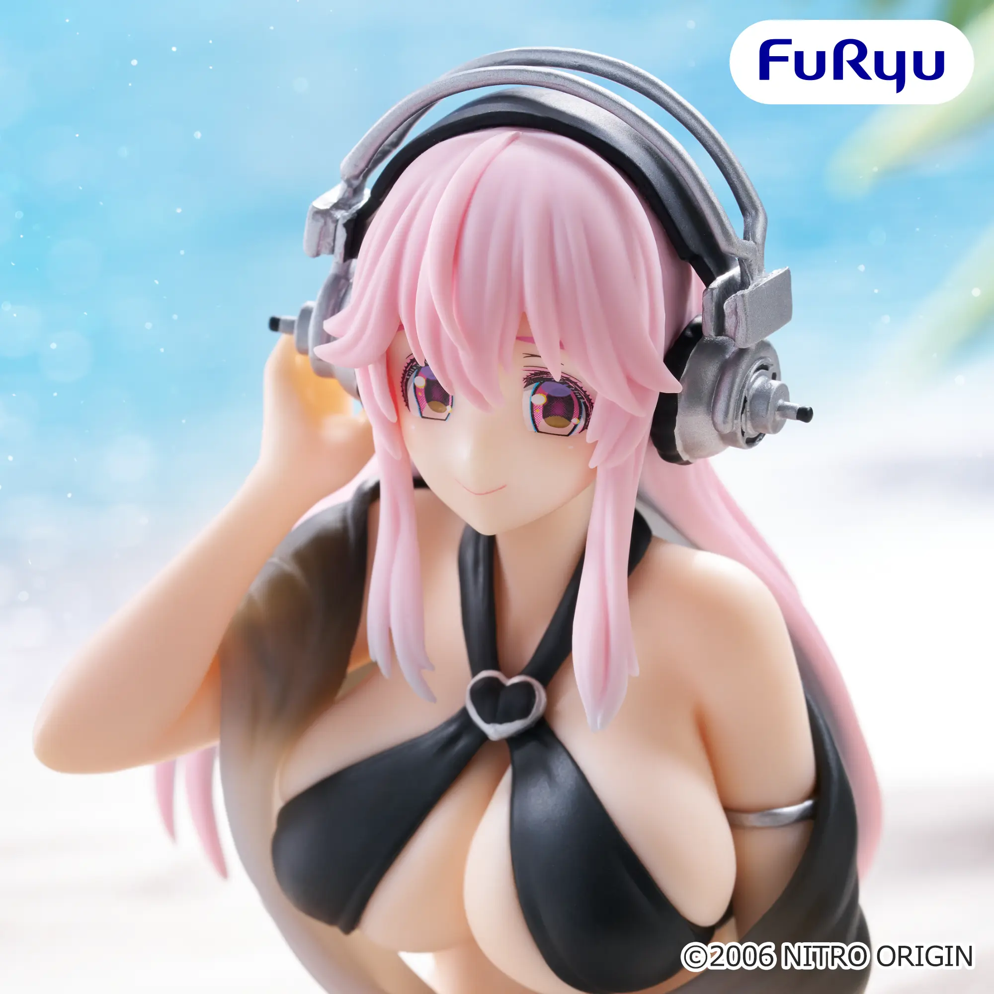 Super Sonico Swimsuit Black Color Ver. - figurina FuRyu Noodle Stopper 10 cm [5]