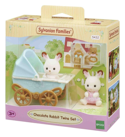 Jucarii - Sylvanian Families: Chocolate Rabbit Twins with Stroller Set