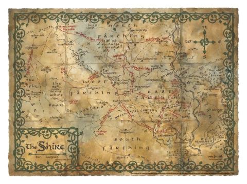 PRECOMENZI - The Hobbit Art Print Map of the Shire 74 x 54 cm
