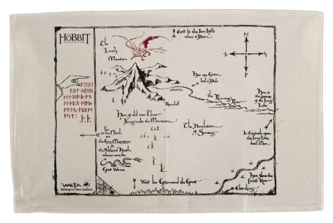 PRECOMENZI - The Hobbit Tea Towel Thorins Map 72 cm