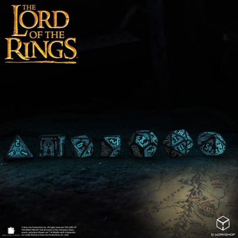 PRECOMENZI - The Lord of the Rings Dice Set of 7 Moria (Glow in the Dark)