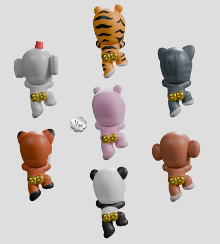 Tiny Shiny Hiney Peakers Mini Figures S1 6 cm Blind Box Display (6) [8]