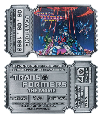 Collectibles - Transformers Replica The Movie 40th Anniversary Movie Ticket Limited Edition 9 x 16 cm