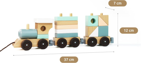 Trenulet cu cuburi din lemn, UMU Toys [3]