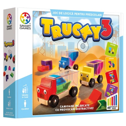 Smart Games - Trucky 3 – Joc de logica din lemn cu 48 de provocari