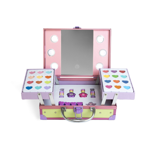 Trusa machiaj Supergirl cu LED – set cosmetice copii 24 farduri + accesorii [1]
