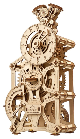 Ugears 3D Wooden Puzzle Engine Clock [1]