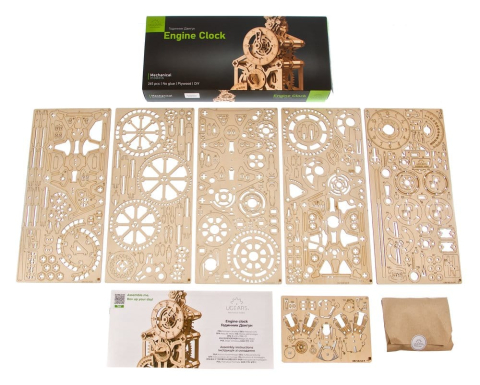 Ugears 3D Wooden Puzzle Engine Clock [24]