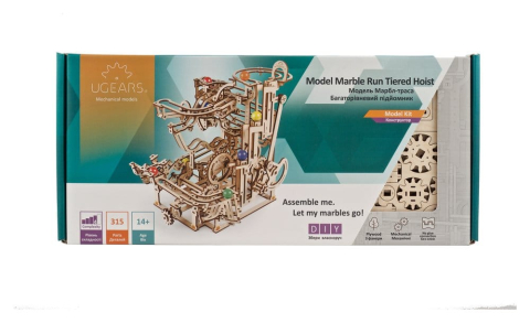 Ugears 3D Wooden Puzzle Marble Run Tiered Hoist [1]