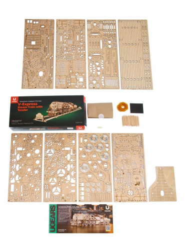 Ugears 3D Wooden Puzzle V-Express Steam Train with Tender [2]