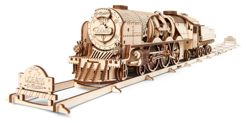 Ugears 3D Wooden Puzzle V-Express Steam Train with Tender [5]