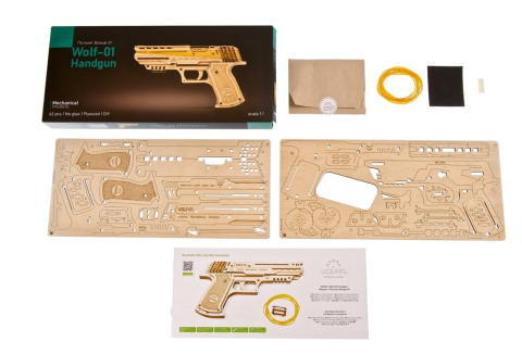 Ugears 3D Wooden Puzzle Wolf-01 Handgun [2]