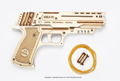 Ugears 3D Wooden Puzzle Wolf-01 Handgun [18]