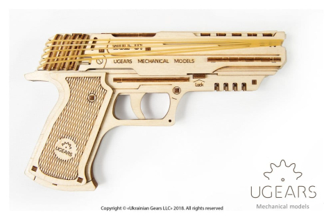 Ugears 3D Wooden Puzzle Wolf-01 Handgun [15]