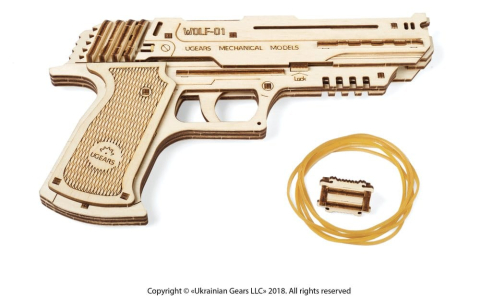 Ugears 3D Wooden Puzzle Wolf-01 Handgun [7]