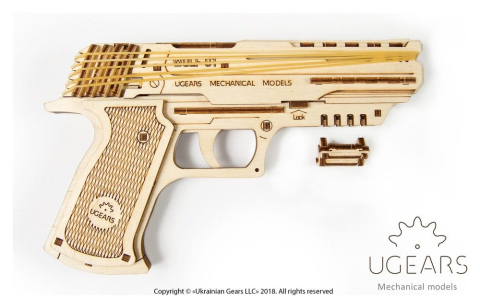 Ugears 3D Wooden Puzzle Wolf-01 Handgun [16]
