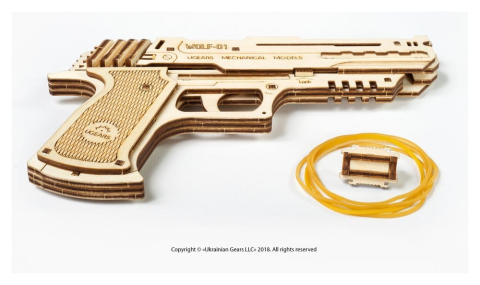 Ugears 3D Wooden Puzzle Wolf-01 Handgun [6]
