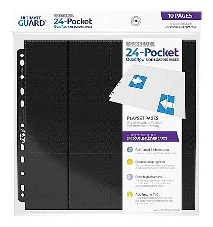 Clasoare pentru carti - Ultimate Guard 24-Pocket QuadRow Pages Side-Loading Black (10 pagini)