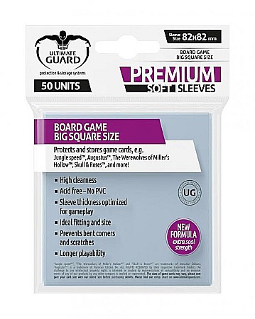 Protectii pentru carti (Sleeves) - Ultimate Guard Premium Soft Sleeves for Board Game Cards Big Square (50)