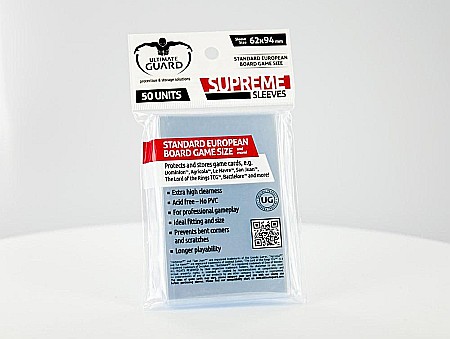 Protectii pentru carti (Sleeves) - Ultimate Guard Supreme Sleeves for Board Game Cards Standard European (50)