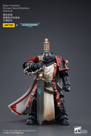 PRECOMENZI - Warhammer 40k Action Figure 1/18 Black Templars Primaris Sword Brethren Eberwulf 12 cm