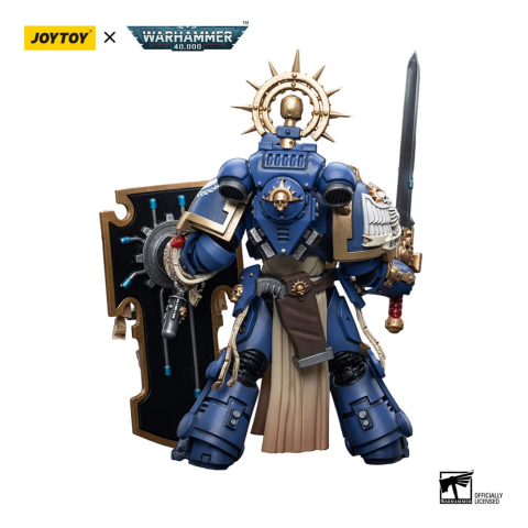 PRECOMENZI - Warhammer 40k Action Figure 1/18 Ultramarines Primaris Captain with Relic Shield and Power Sword 12 cm