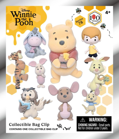 Fashion & Accessories - Winnie the Pooh 100th Anniversary 3D PVC Bag Clips Series 78 Blind Bag Display (24) (Flocked)
