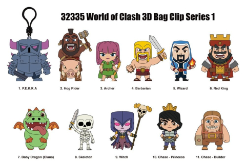 PRECOMENZI - World of Clash 3D PVC Bag Clips Series 1 Blind Bag Display (24)