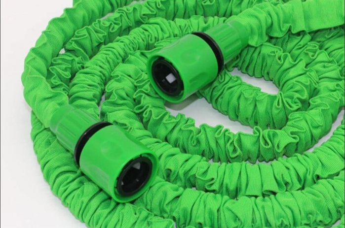 Furtun Extensibil Verde 30m cu Pistol cu 7 Poziții de Udare și Accesorii Incluse pentru Udat Grădina [2]