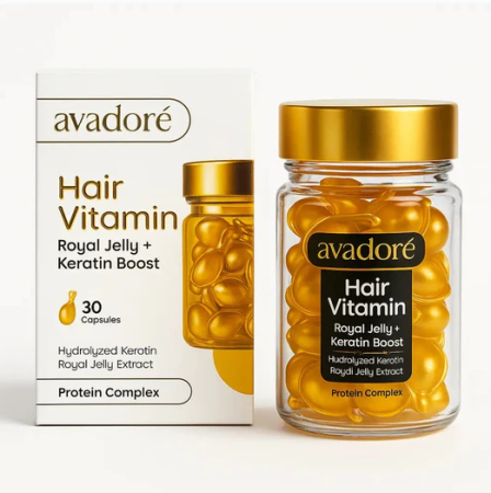 Avadoré Hair Vitamin – Royal Jelly + Keratin Boost | Supliment pentru păr sănătos și strălucitor (30 capsule) [1]