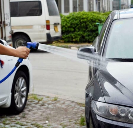 Furtun Extensibil Verde 30m cu Pistol cu 7 Poziții de Udare și Accesorii Incluse pentru Udat Grădina [5]