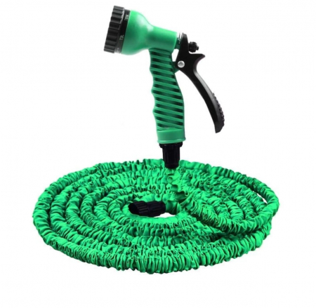 Furtun Extensibil Verde 30m cu Pistol cu 7 Poziții de Udare și Accesorii Incluse pentru Udat Grădina [6]