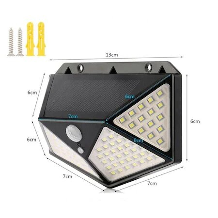 Lampa cu Încărcare Solară GAIA, 100 LED-uri, cu Senzor de Mișcare, Clasa de Protecție IP65, Încărcare în 8 Ore, Negru [2]