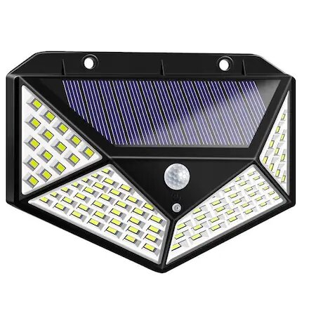 Lampa cu Încărcare Solară GAIA, 100 LED-uri, cu Senzor de Mișcare, Clasa de Protecție IP65, Încărcare în 8 Ore, Negru [0]