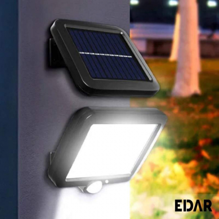 Lampa Solară 120 COB LED cu Telecomandă, Senzor de Mișcare, Baterie 15000 mAh, 250 LM, Cablu 5 m, Panou Solar Ajustabil, Rezistentă la Apă, Negru [1]