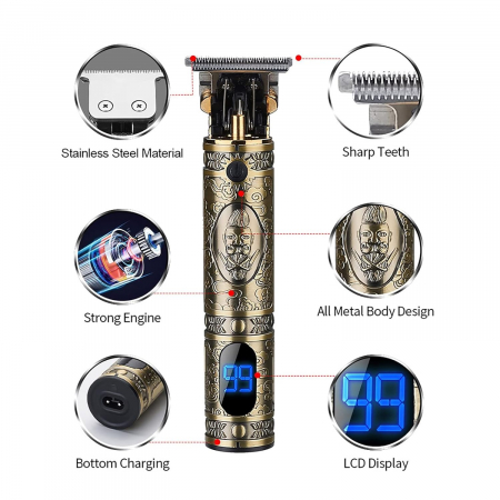 Masina de tuns barbateasca, Electrica, Profesionala, Otel, 4 capete [3]