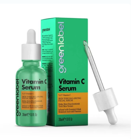 GREENLABEL - Ser Facial Greenlabel cu Vitamina C și Acid Hialuronic – hidratare intensă, luminozitate și aspect revitalizat. Potrivit pentru toate tipurile de ten.