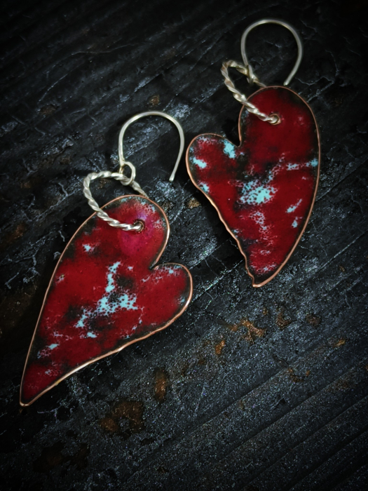 cercei argint cu email rosu si albastru lucrati manual în Cluj. [1]