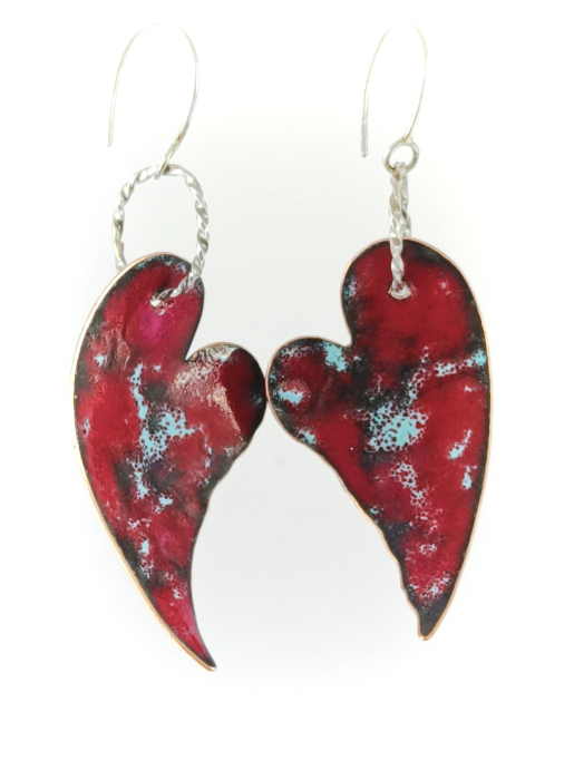 cercei argint cu email rosu si albastru lucrati manual în Cluj. [2]