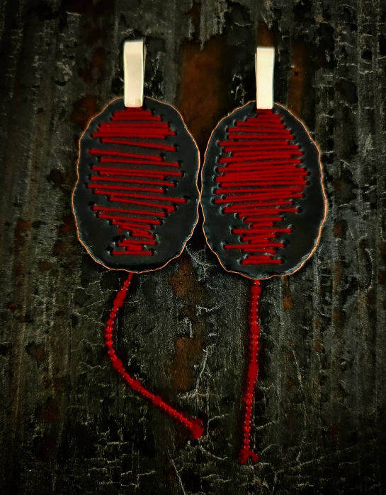 cercei argint cu email negru, lucrati manual în Cluj  bijuterie unicat din argint colectia Traditii Liana Jewelry [3]