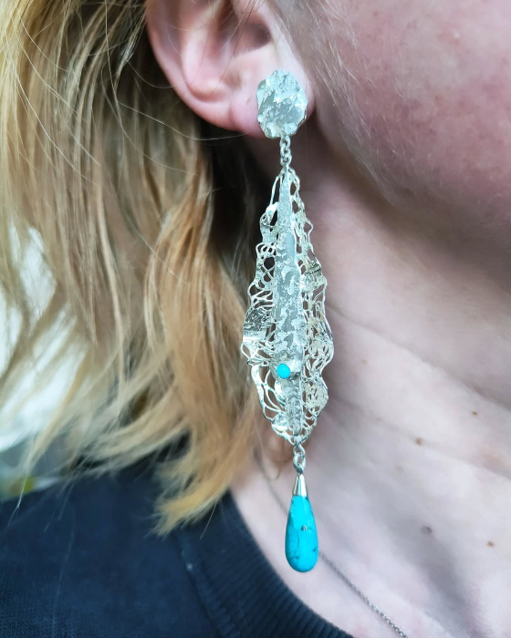 Cercei unicat din argint cu turquoise- Liana Jewelry [2]